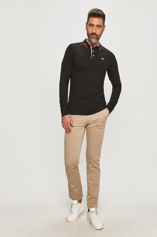 Tommy Jeans - Tričko s dlouhým rukávem DM0DM09442 černá AW20
