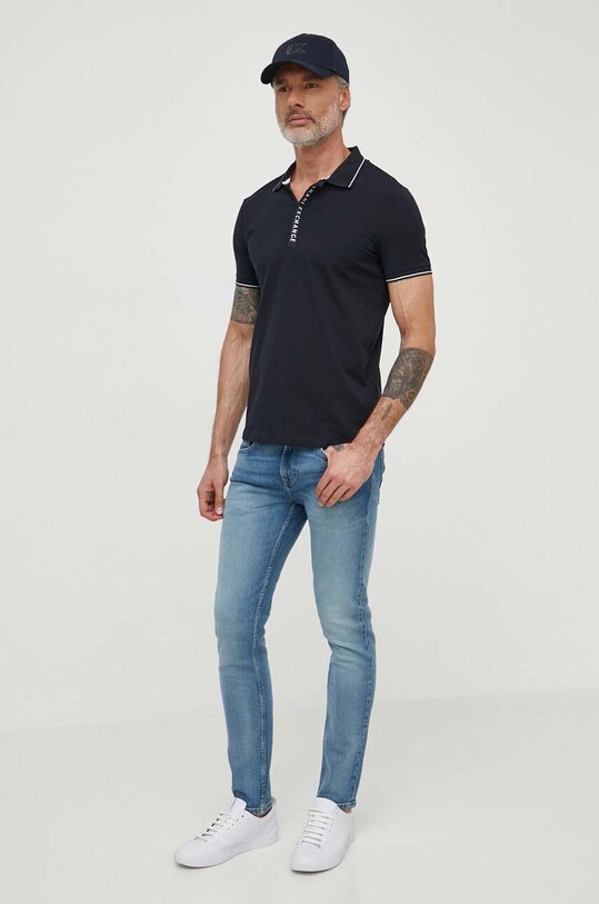 Armani Exchange poló 8NZF71.ZJH2Z sötétkék SS25