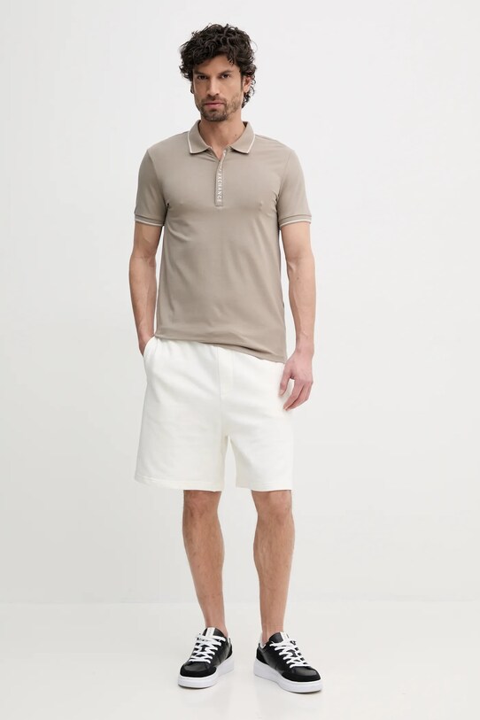 Armani Exchange tricou polo 8NZF71.ZJH2Z maro SS25