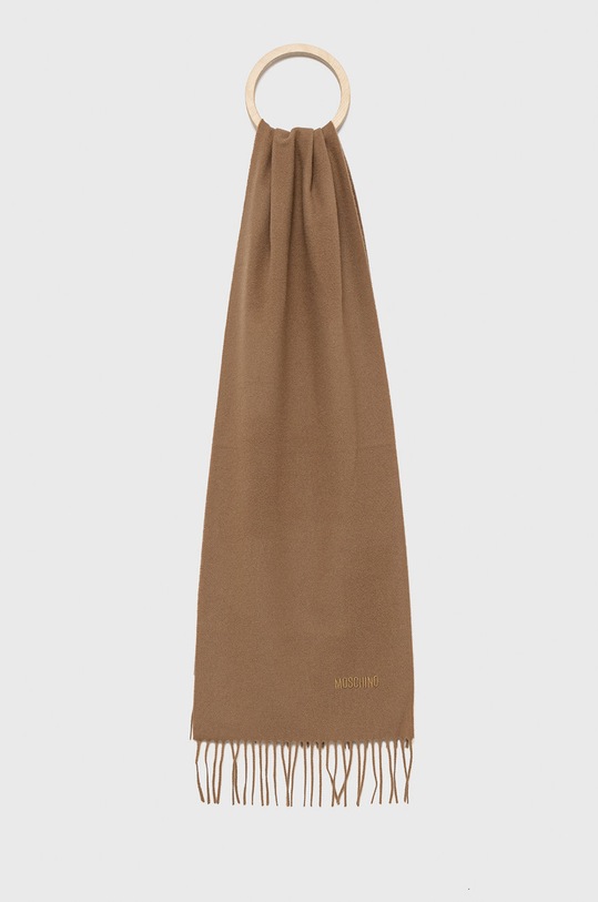 Moschino szalik wełniany wełna brązowy M5165.50092