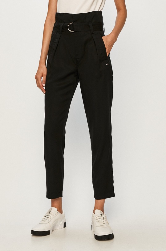 Tommy Jeans - Spodnie DW0DW08303 tkanina czarny DW0DW08303