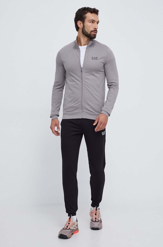 Bavlnená tepláková súprava EA7 Emporio Armani bavlna sivá 8NPV51.PJ05Z