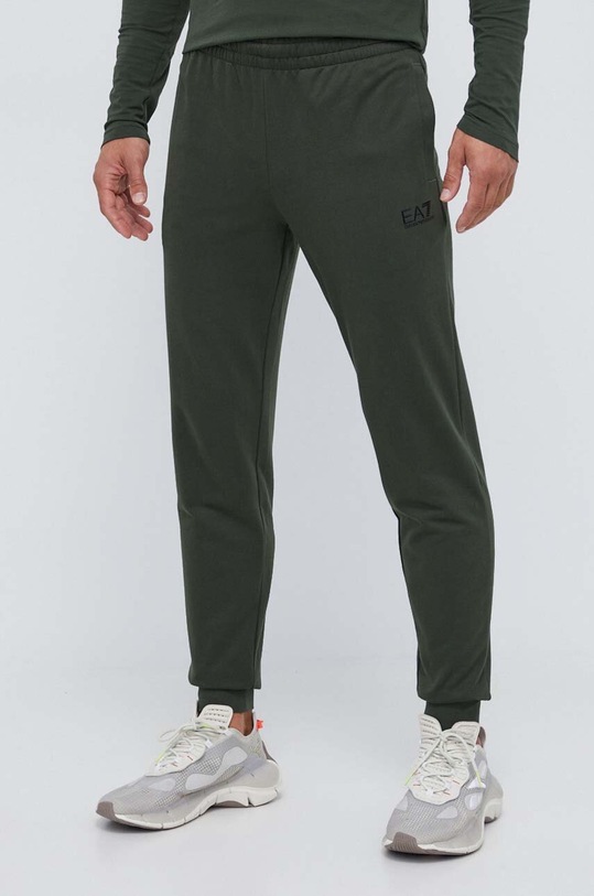 Памучен спортен панталон EA7 Emporio Armani памук зелен 8NPP53.PJ05Z