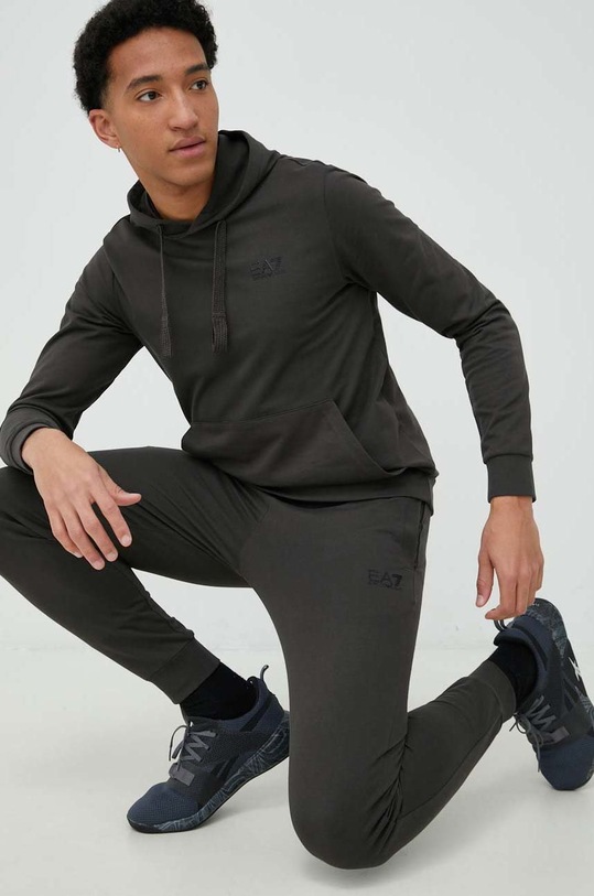 EA7 Emporio Armani spodnie dresowe bawełniane 8NPP53.PJ05Z zielony SS24
