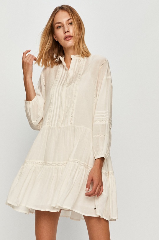 Pepe Jeans - Sukienka Amada bawełna beżowy PL952701