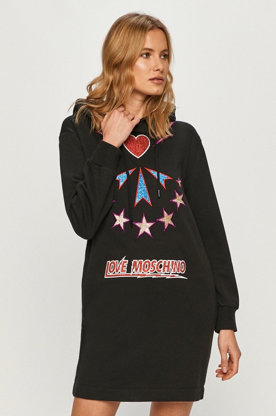Love Moschino - Šaty bavlna čierna W.5.B24.01.M.4055