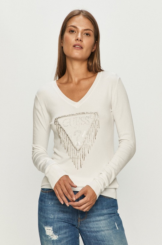Guess Jeans - Светр аплікація білий W0BR0D.Z2NQ0