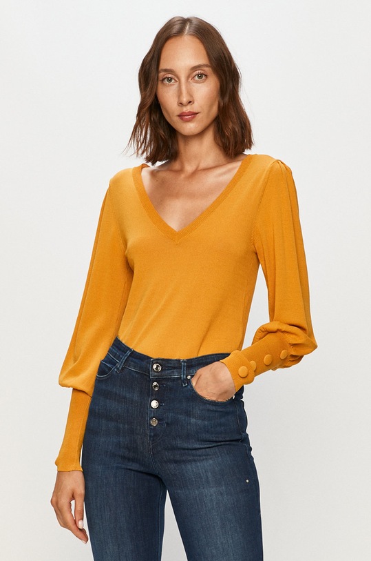 Morgan - Sveter V výstrih žltá 202.MANUELA