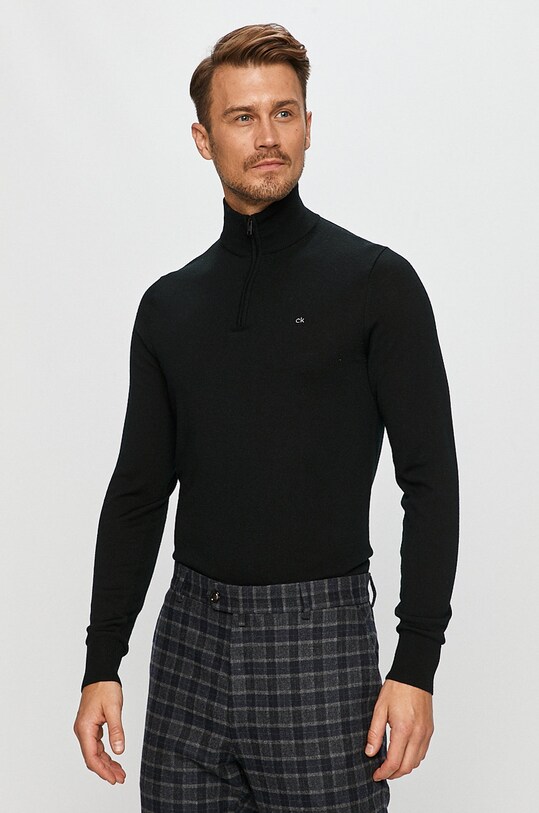 Calvin Klein - Sveter vlna čierna K10K102745