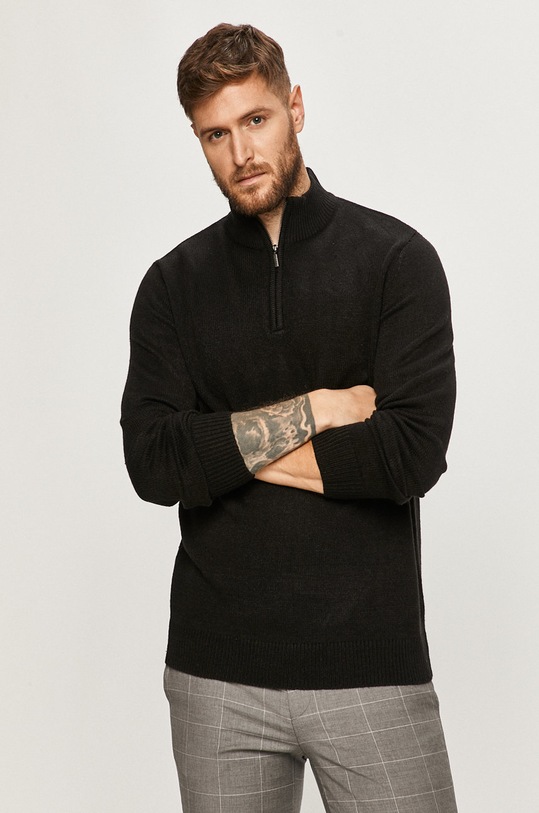 Brave Soul - Pulover grosime medie negru MK.230KESTERJET