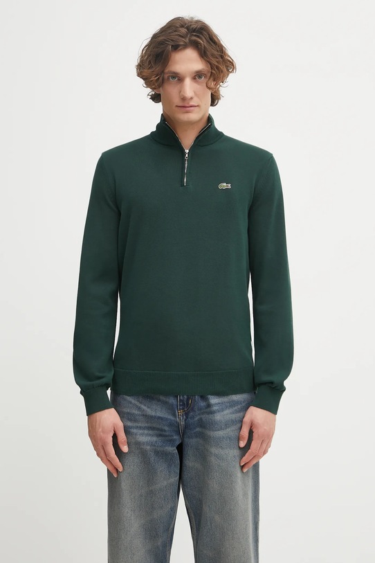Lacoste sweter gładkie zielony AH1980