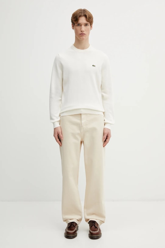 Βαμβακερό πουλόβερ Lacoste AH1985 μπεζ
