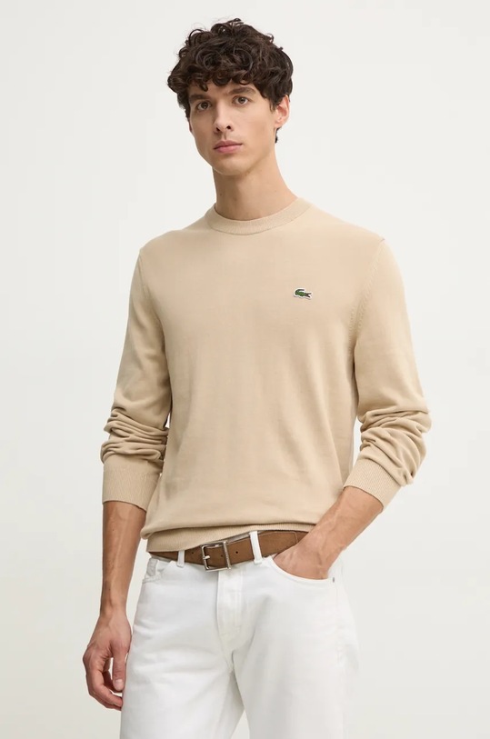 Lacoste maglione in cotone semplice beige AH1985