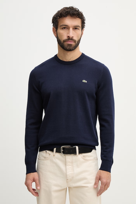 Lacoste sweter bawełniany granatowy AH1985