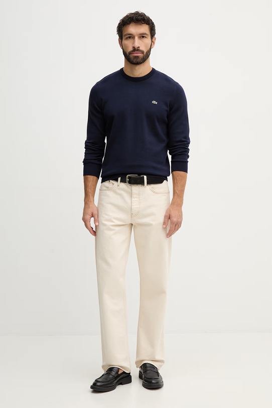 Lacoste sweter bawełniany AH1985 granatowy SS26