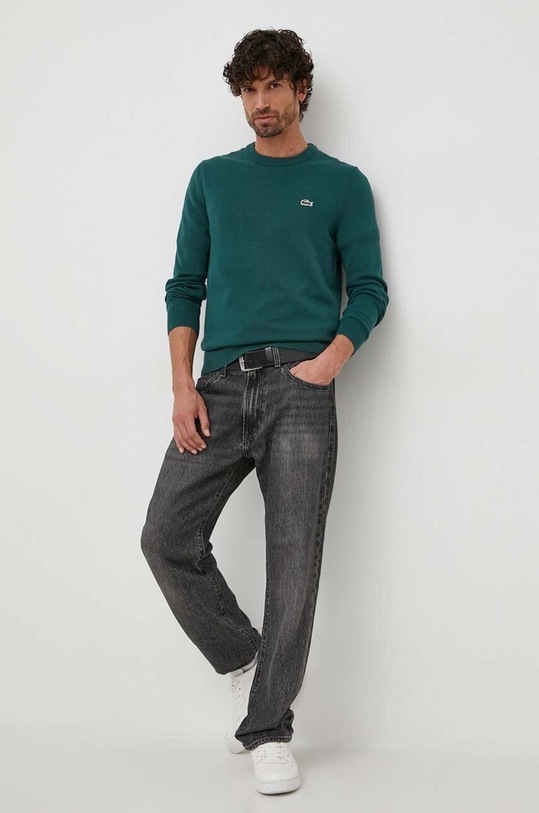 Lacoste sweter bawełniany AH1985 zielony AW25