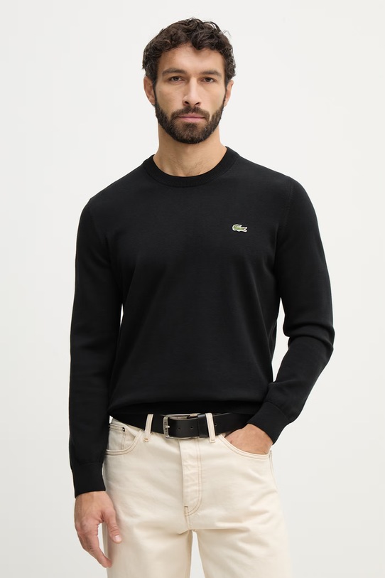 Lacoste sweter bawełniany czarny AH1985