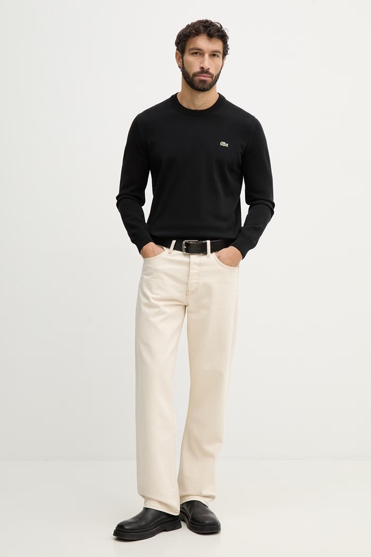 Lacoste sweter bawełniany AH1985 czarny SS26