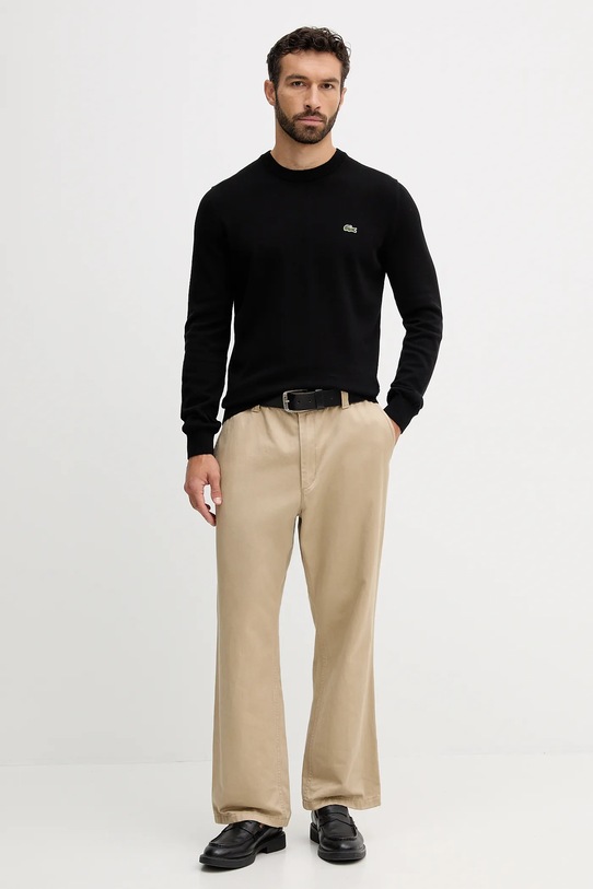 Βαμβακερό πουλόβερ Lacoste AH1985 μαύρο AW25