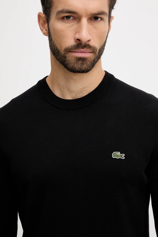 Βαμβακερό πουλόβερ Lacoste μαύρο AH1985