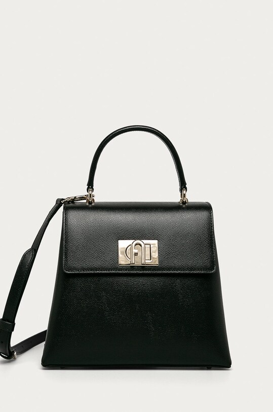 Furla - Kožená kabelka Bakpaco usňová koža čierna BAKPACO.ARE000.O6000