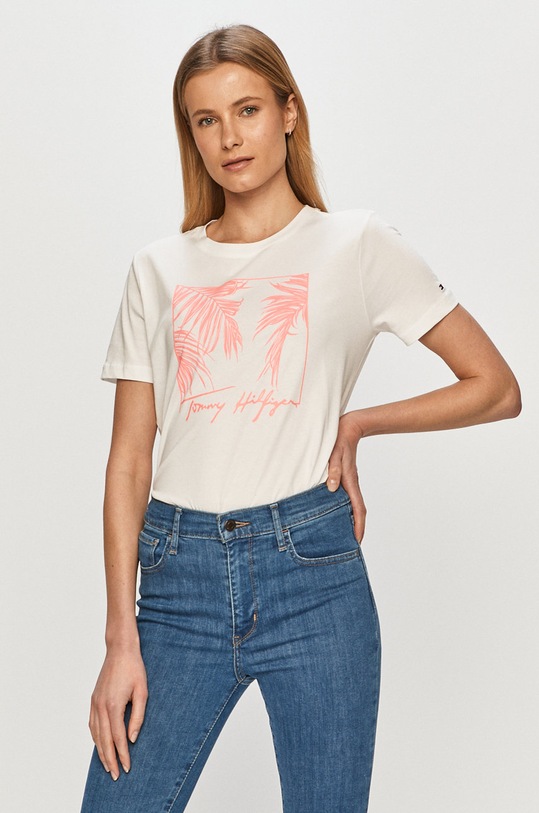 Tommy Hilfiger - Tričko bavlna biela WW0WW28476