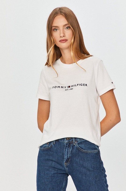 Tommy Hilfiger - Tričko bavlna biela WW0WW28681