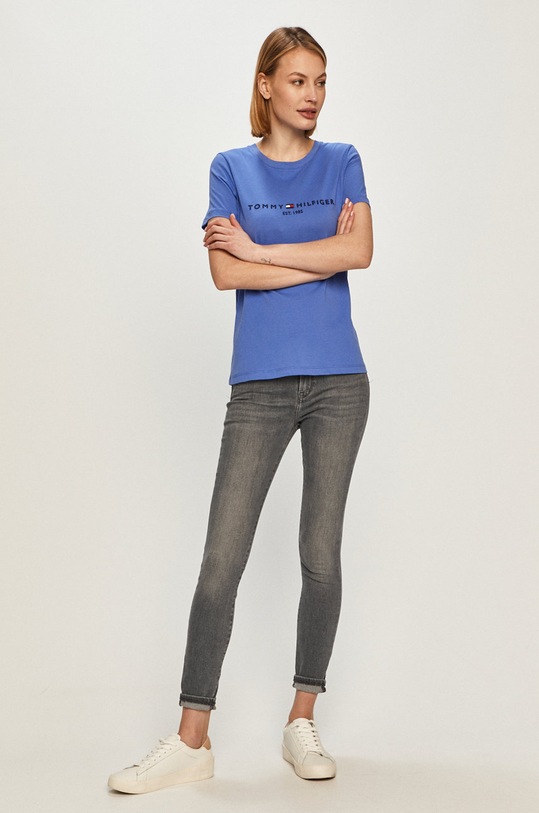 Tommy Hilfiger - T-shirt WW0WW28681 WW0WW28681 niebieski AW21