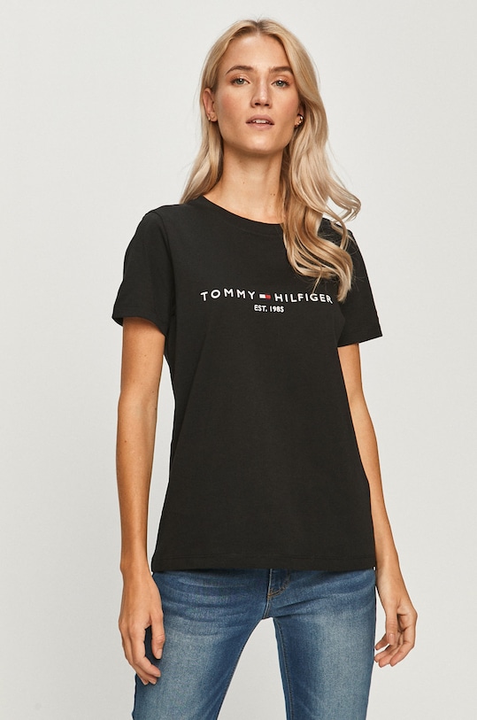 Tommy Hilfiger - T-shirt WW0WW28681 aplikacja czarny WW0WW28681