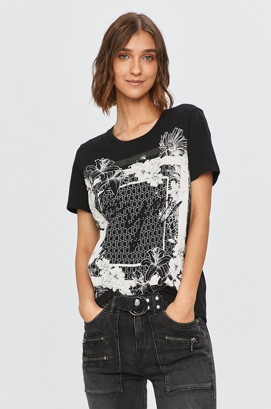 Desigual - Tricou print negru 20WWTK86