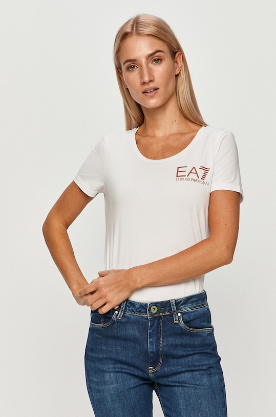 EA7 Emporio Armani - Tričko s elastanom biela 6HTT13.TJ29Z