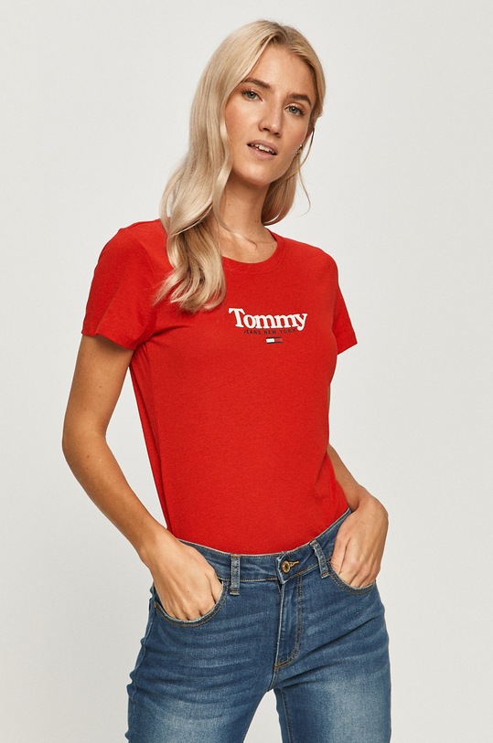 Tommy Jeans - Tricou print rosu DW0DW08928