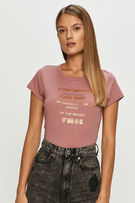 G-Star tricou print roz D17853.4107.B112