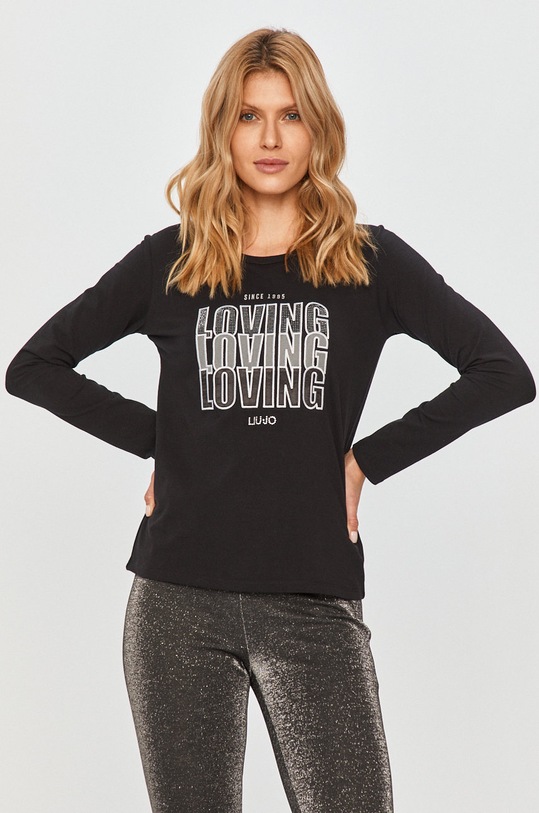 Liu Jo - Tričko s dlhým rukávom nášivka čierna TF0137.J0088