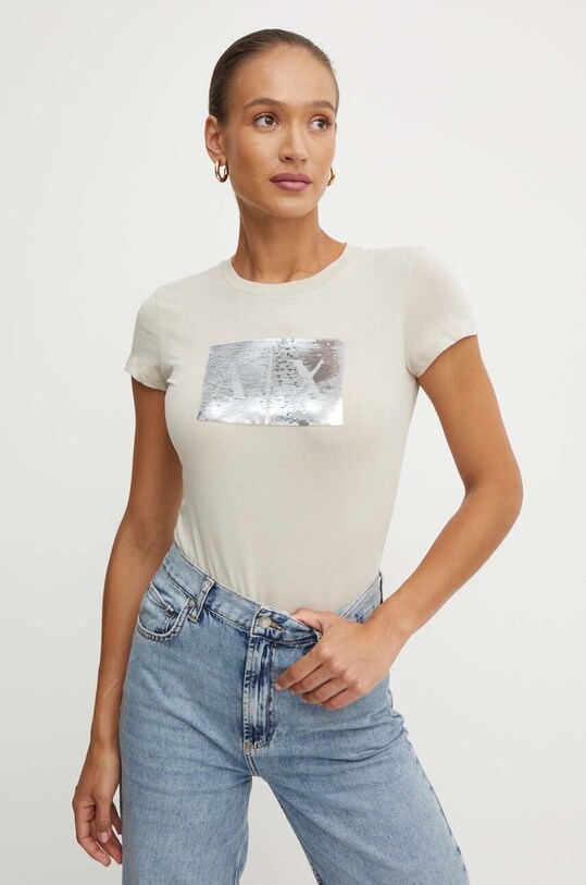 Одежда Хлопковая футболка Armani Exchange 8NYTDL.YJ73Z бежевый