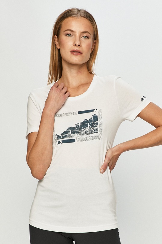 adidas Performance - T-shirt GK7351 nadruk biały GK7351