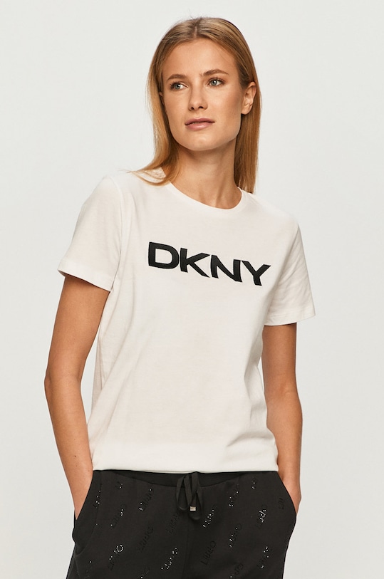 Dkny – T-shirt nadruk biały W3276CNA