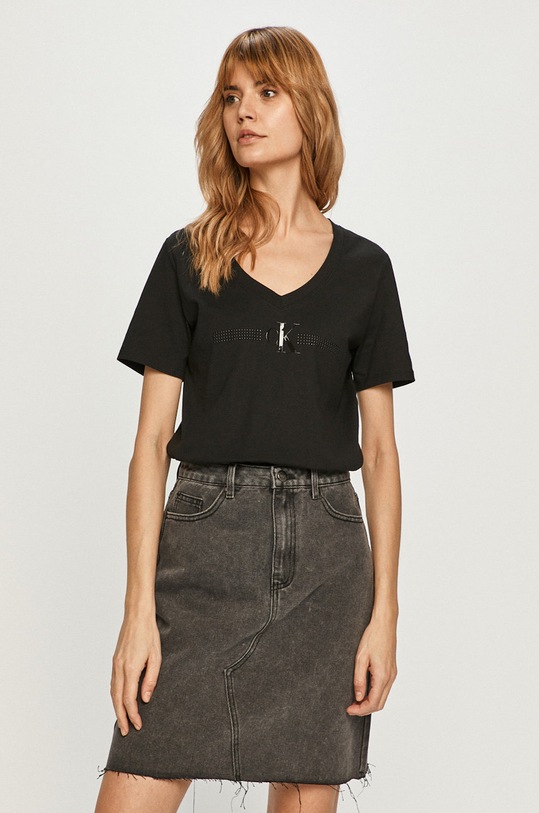 Calvin Klein Jeans - T-shirt J20J214234 aplikacja czarny J20J214234