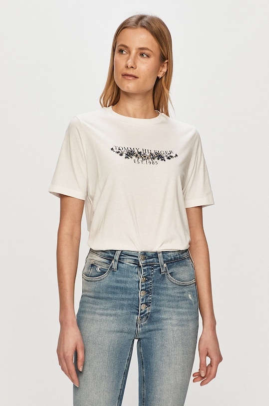 Tommy Hilfiger - Tričko bavlna biela WW0WW28295