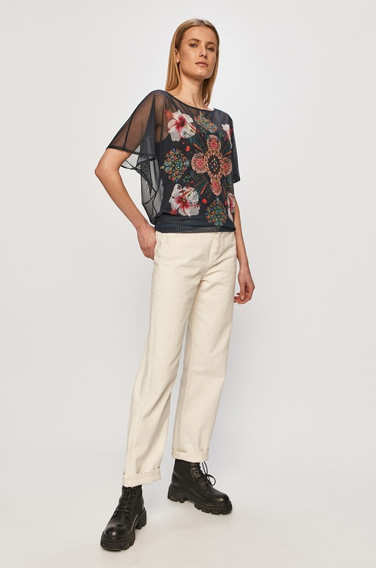 Desigual - Blúzka 19WWTKY5 tmavomodrá SS21