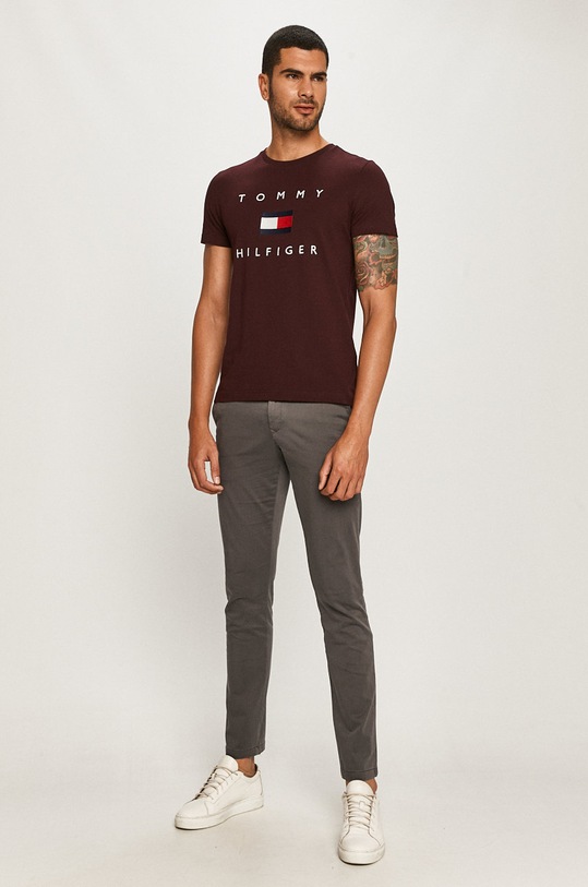 Tommy Hilfiger - T-shirt MW0MW14313 bordowy AW20