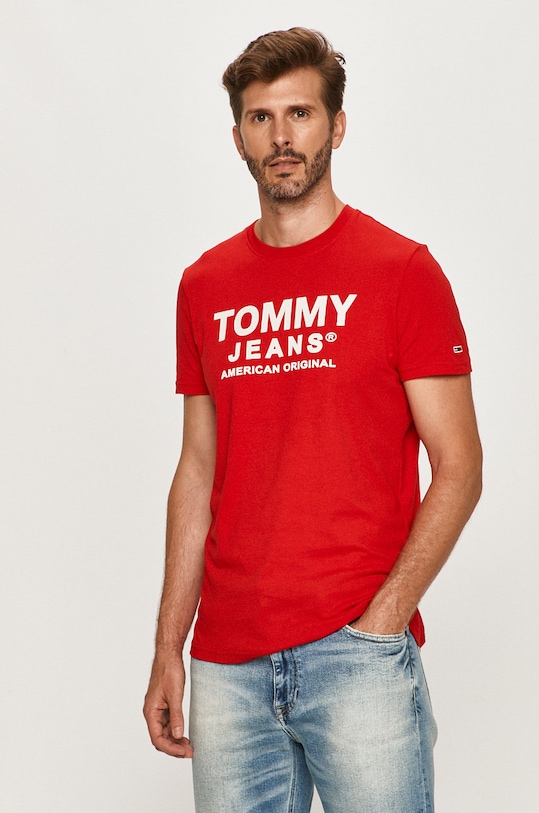 Tommy Jeans - Tričko potlač červená DM0DM08349
