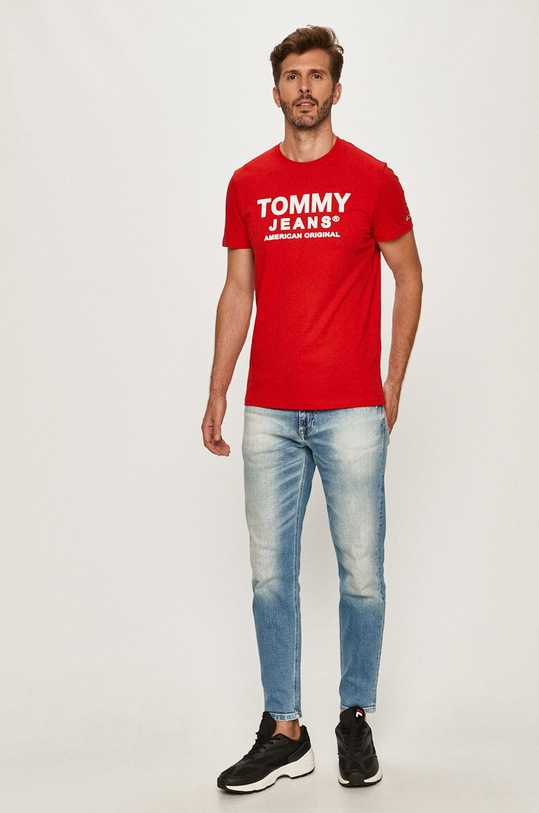 Tommy Jeans - Tričko DM0DM08349 červená AW20