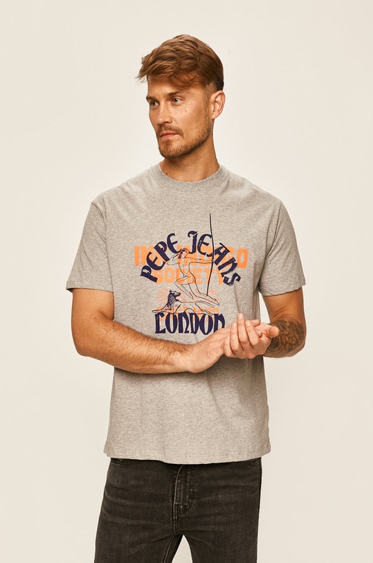 Pepe Jeans - Tričko Samson potisk šedá PM507275
