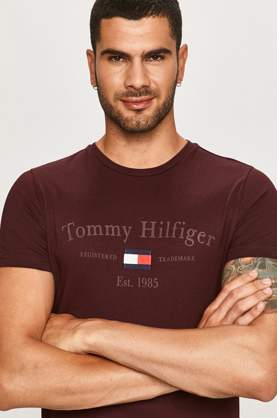 Tommy Hilfiger - Tričko burgundské MW0MW15320