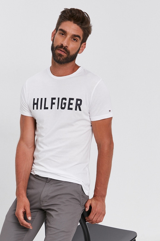 Tommy Hilfiger T-shirt bawełniany UM0UM02011 nadruk biały UM0UM02011