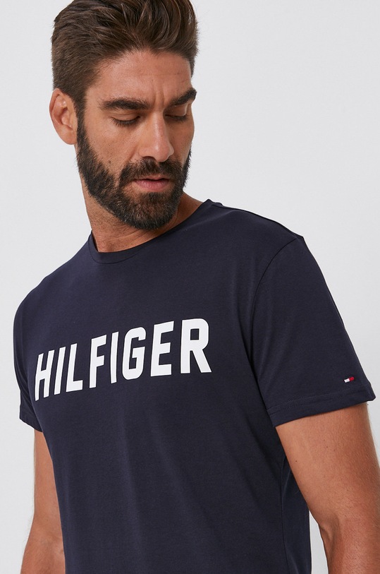 Bavlněné tričko Tommy Hilfiger potisk námořnická modř UM0UM02011