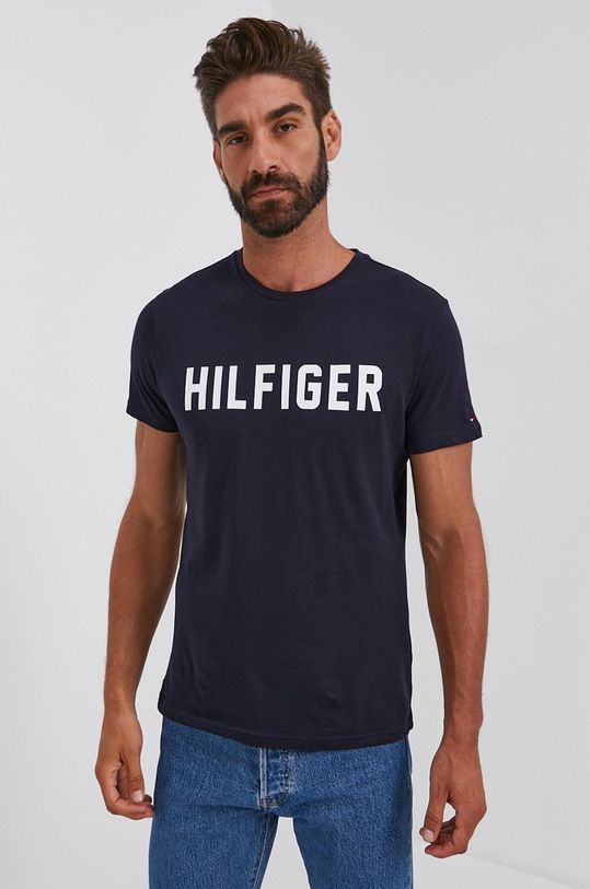 Bavlněné tričko Tommy Hilfiger námořnická modř UM0UM02011