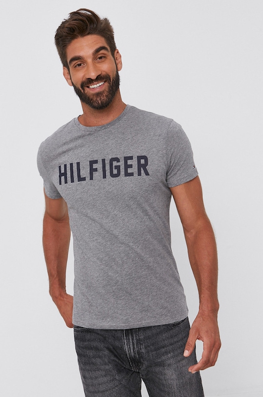 Tommy Hilfiger T-shirt bawełniany UM0UM02011 nadruk szary UM0UM02011