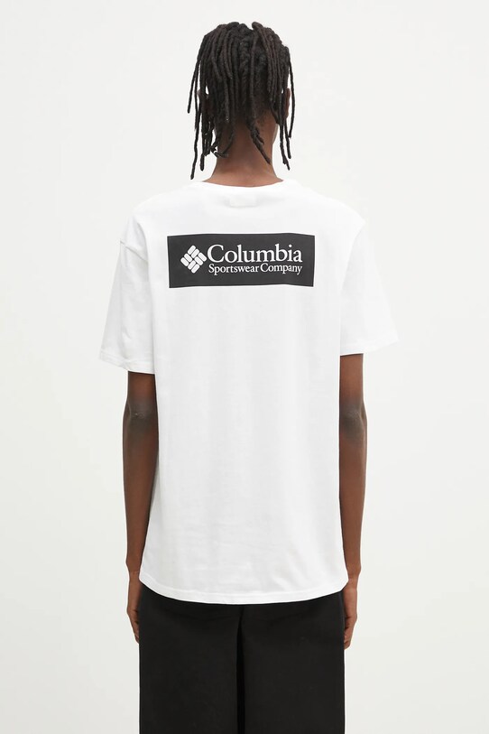 Odzież Columbia t-shirt bawełniany North Cascades 1834041 biały